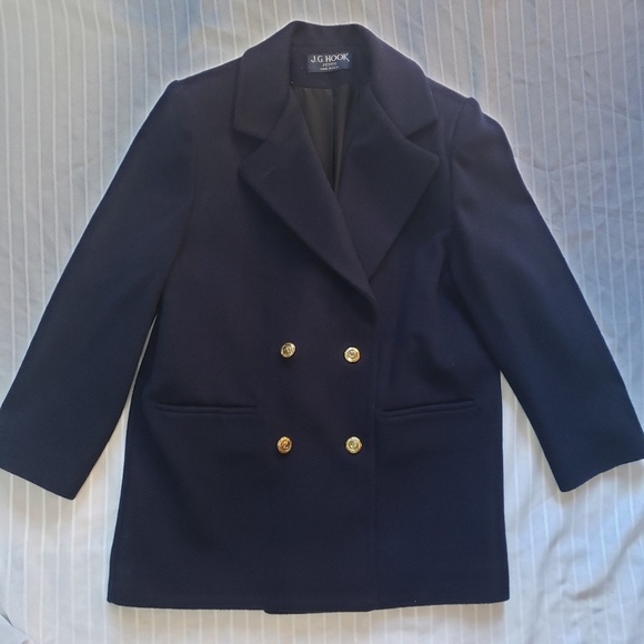 J.G Hook vintage navy blue wool Oversized Coat - Picture 2 of 7